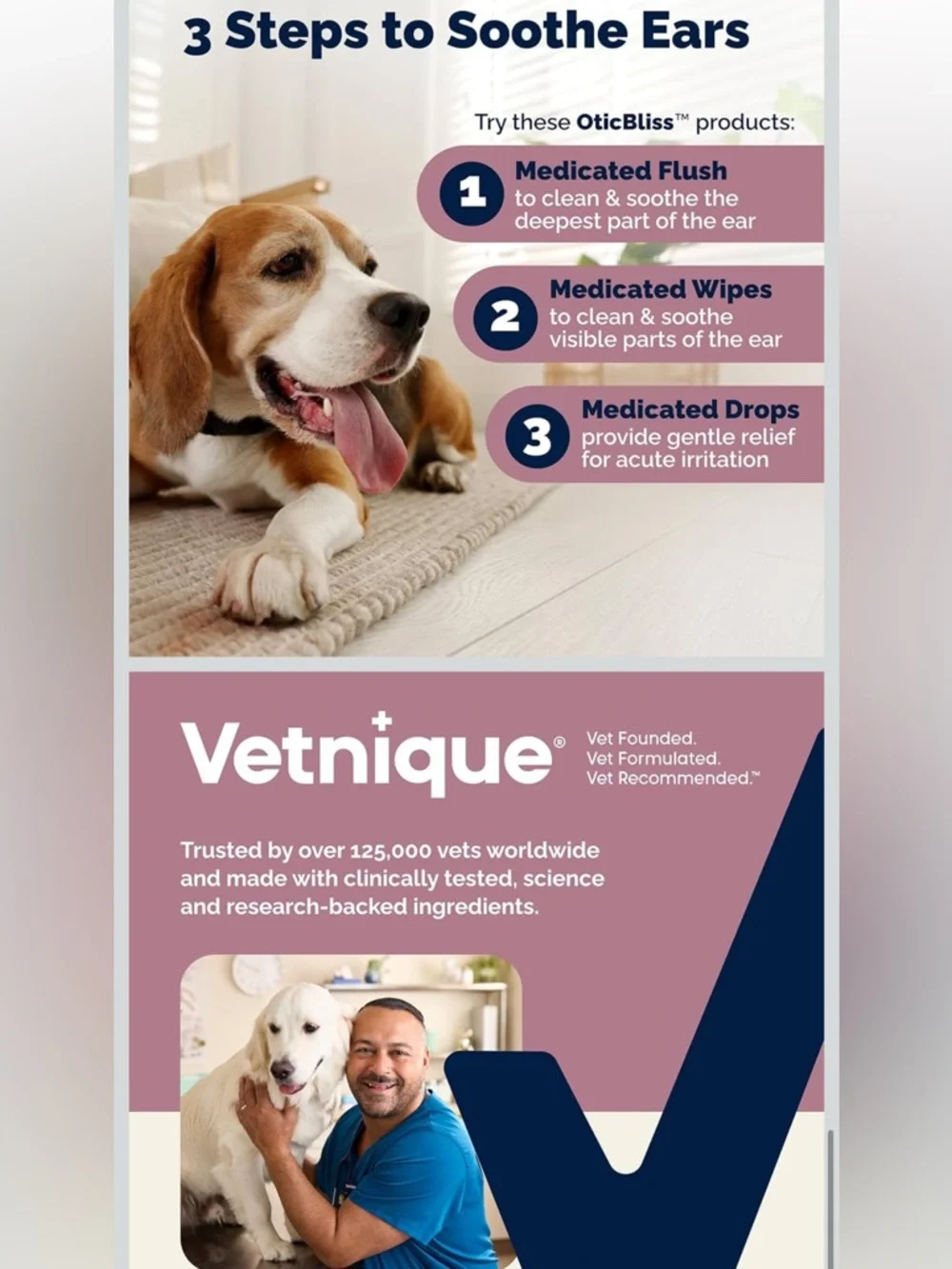 Vetnique Oticbliss Cat Dog Ear Infection Allergy Relief Drops MicroSilver Treat